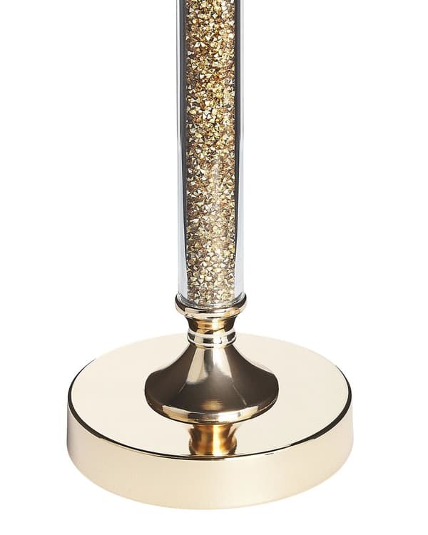 Lysestake Gull Metallsøyle 41 cm Glamourstil Dekorasjon Bord Elegant Glass