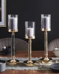 Miniatyrbilde 4 av 6: Lysestake Gull Metallsøyle 48 cm Glamourstil Dekorasjon Bord Elegant Glass