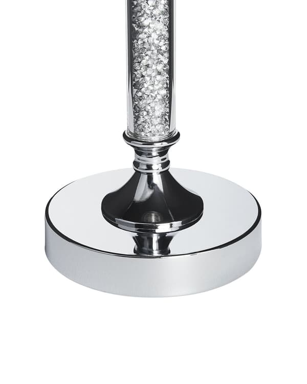 Lysestake Sølv Metallsøyle 41 cm Glamourstil Dekorasjon Bord Elegant Glass
