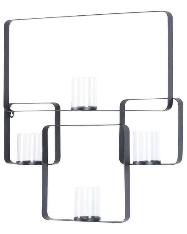 Vegg Lysestake Svart 65 cm Metall Glass Moderne Dekorasjon