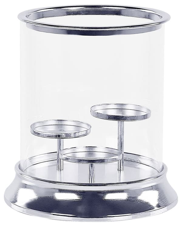 Lysestake Sølv Metall 24 cm Glamourstil Dekorasjon