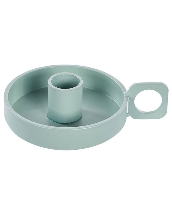 Lysestake Grønn Jern ø 9 cm Rund form Tradisjonelt design Retro Dekorasjon Tilbehør Lysholder