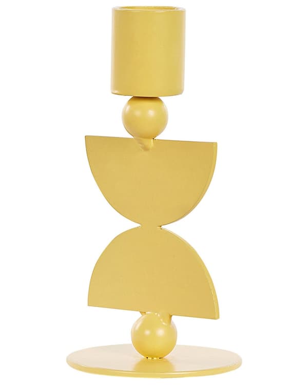 Sett med 2 lysestaker Gul Jern 13 cm Rund form Moderne Boho Dekorasjon Tilbehør Lysholdere