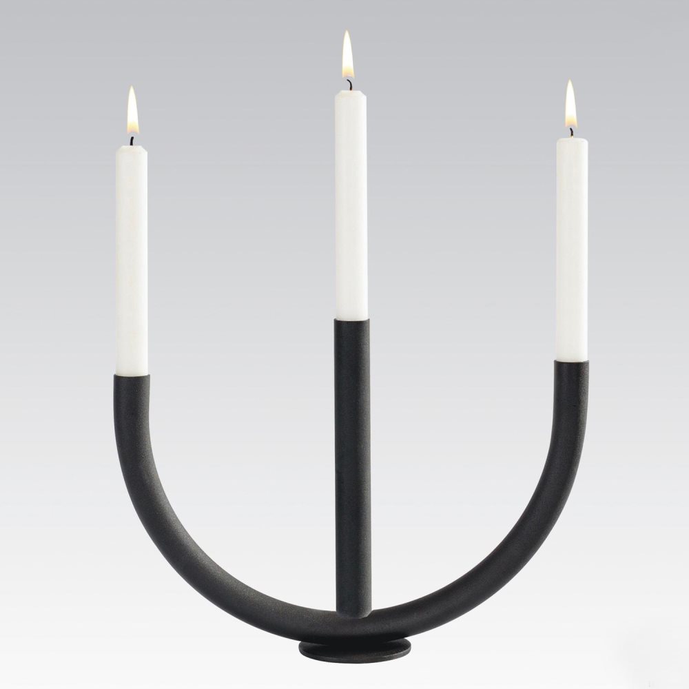 Ljusstake Svart 3-armad