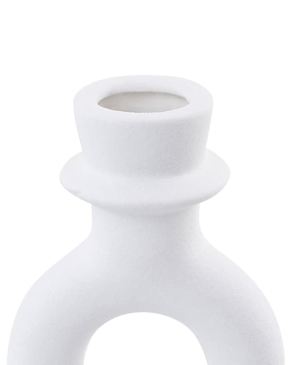 Kynttilänjalka luonnonvalkoinen 8 x 17 x 6 cm keraaminen yhdelle kynttilälle skandinaavinen moderni