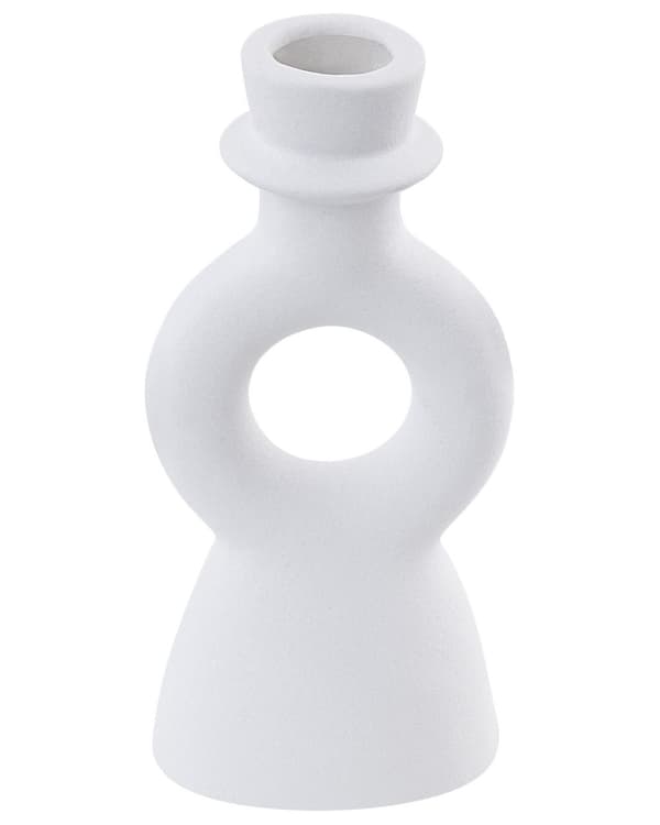 Kynttilänjalka luonnonvalkoinen 8 x 17 x 6 cm keraaminen yhdelle kynttilälle skandinaavinen moderni