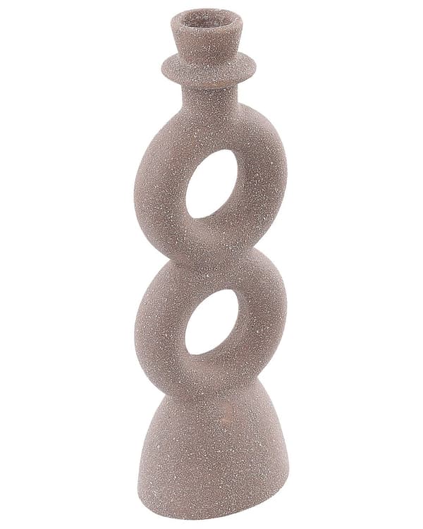 Lysestager Beige Porcelæn 23 cm Curvy Form Minimalistisk Boho Lysestager Dekoration