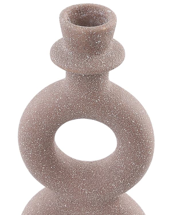 Lysestager Beige Porcelæn 23 cm Curvy Form Minimalistisk Boho Lysestager Dekoration