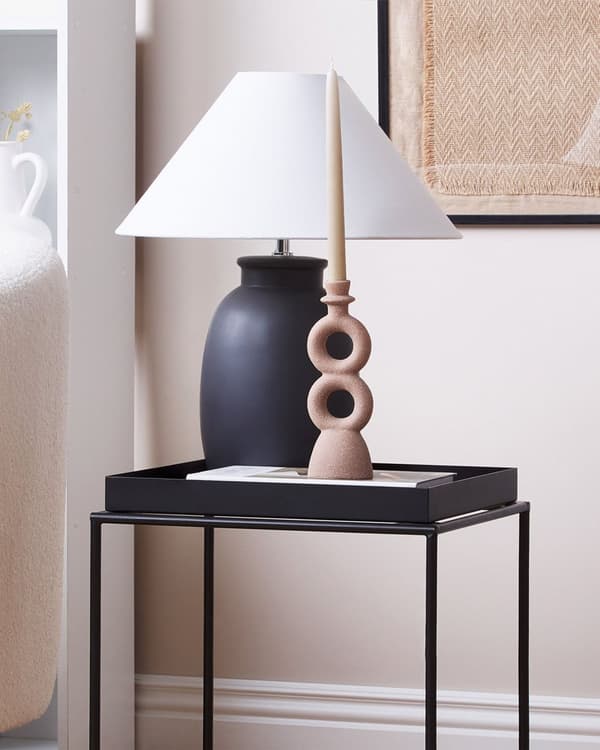 Lysestager Beige Porcelæn 23 cm Curvy Form Minimalistisk Boho Lysestager Dekoration