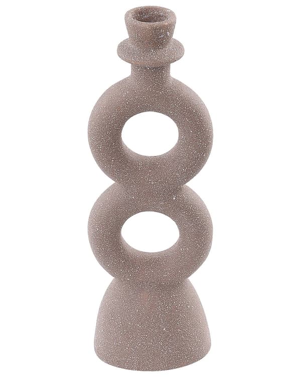 Lysestager Beige Porcelæn 23 cm Curvy Form Minimalistisk Boho Lysestager Dekoration