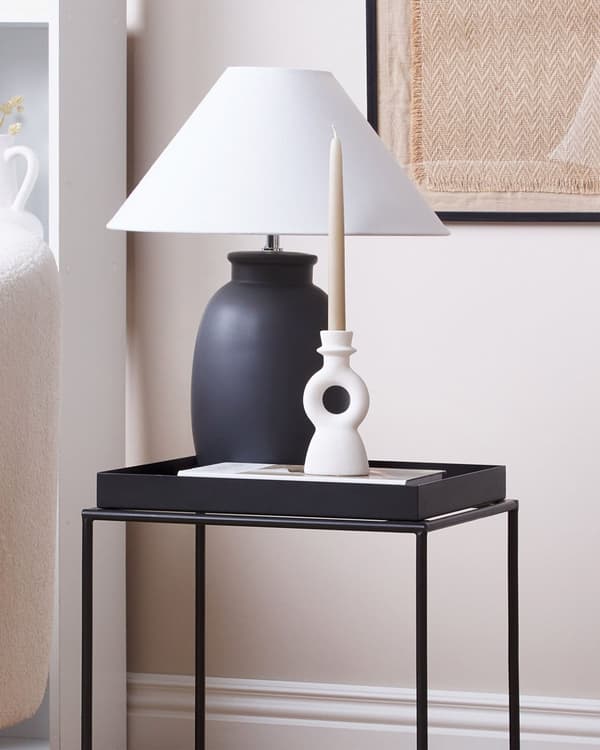 Ljusstake Vit Porslin 17 cm Kurvig Form Minimalistisk Boho Hemtillbehör Ljushållare Dekoration Vardagsrum