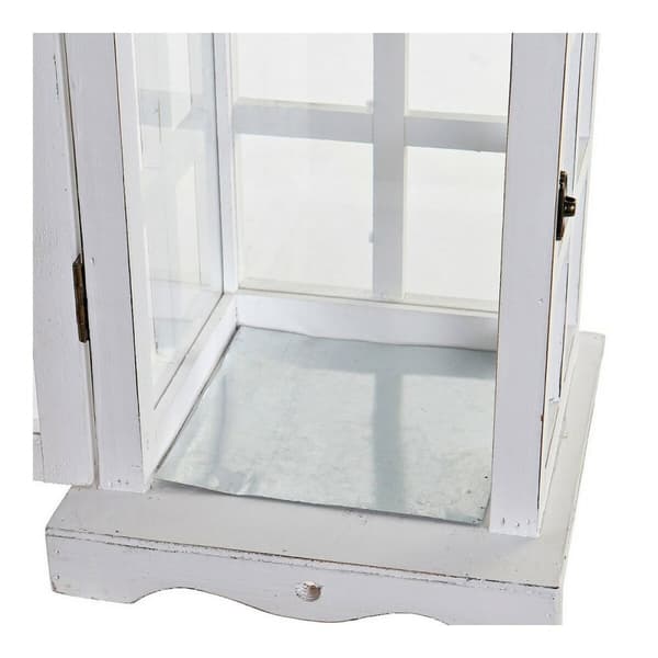 Lanterna DKD Home Decor Hvid Krystal Fyrretræ (21 x 21 x 51 cm)