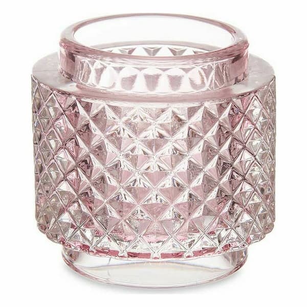 Lyseholder Pink Glas (9 x 8,8 x 9 cm) (12 enheder)