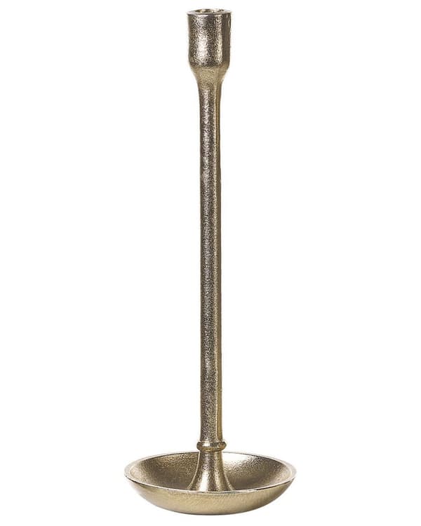 Et sæt med 3 Guld Lysestager med Runde Aluminiumsbund Elegant Glamourøs Stil