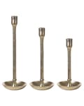Miniatyrbillede 1 af 8: Et sæt med 3 Guld Lysestager med Runde Aluminiumsbund Elegant Glamourøs Stil