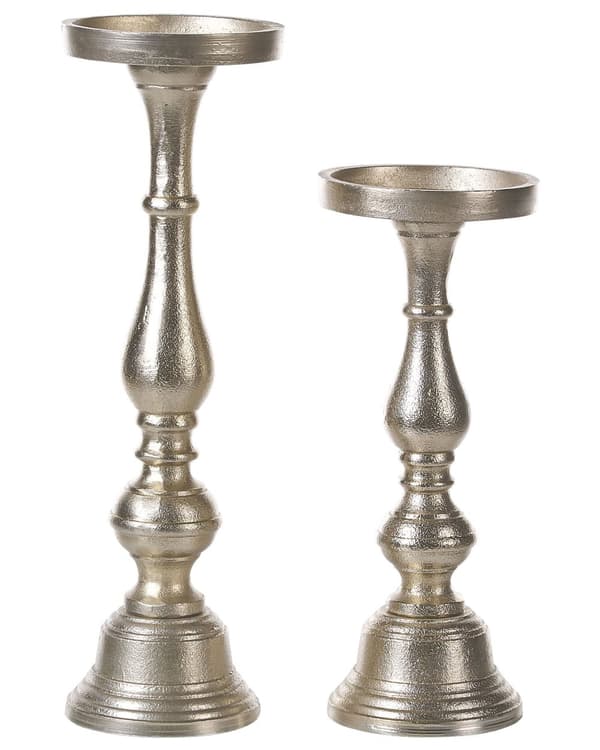 Sett med 2 lysestaker Gull Aluminium Viktoriansk design Klassisk stil Dekorasjon Tilbehør