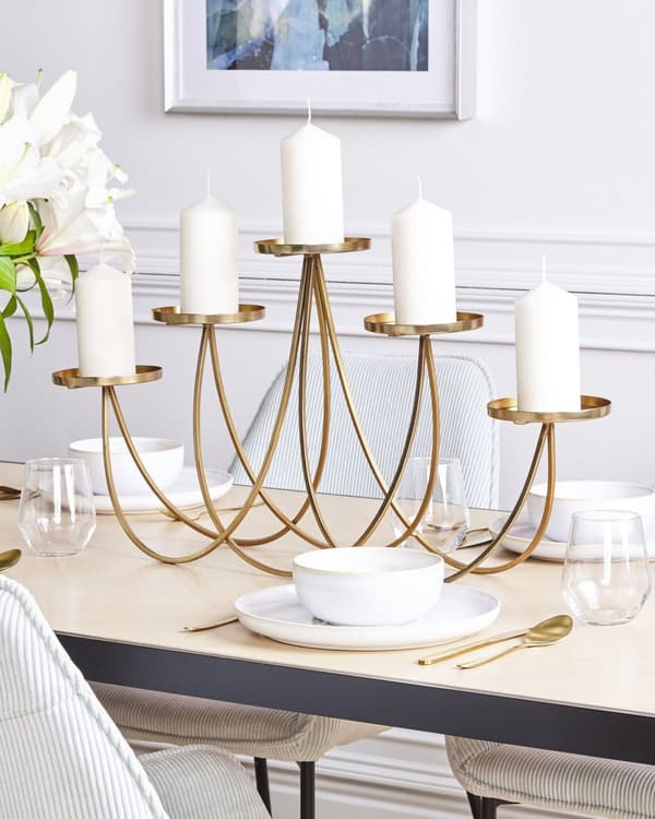 Kandelaber Gull Metall 5 lys Moderne Glamour Dekorasjon Tilbehør Lysestake