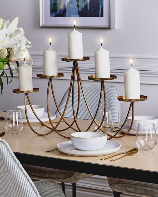 Kandelaber Gull Metall 5 lys Moderne Glamour Dekorasjon Tilbehør Lysestake