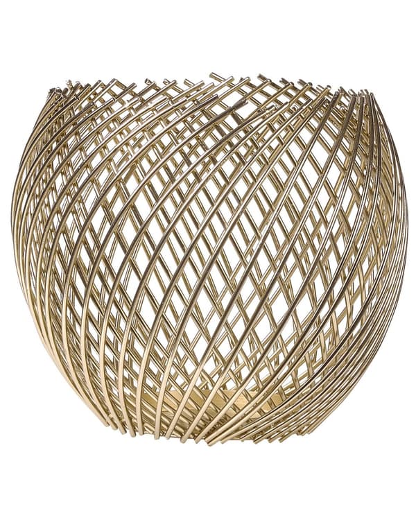 Set med 2 Ljusstakar Guld Metall Glamour Elegant Korgform Mittpunkt Dekoration