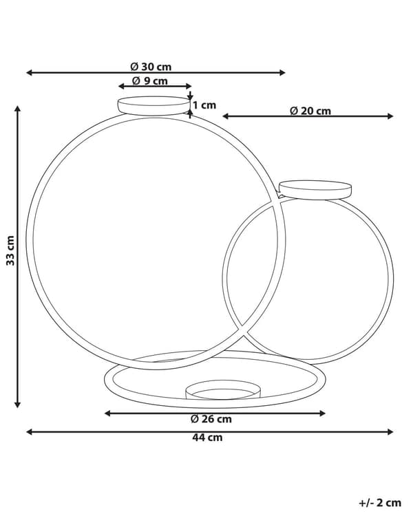 Ljusstake Ring Svart Metall 33 cm Minimalistisk Elegant Mittpunkt Dekoration