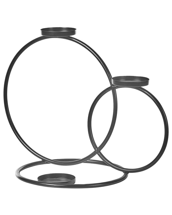 Ljusstake Ring Svart Metall 33 cm Minimalistisk Elegant Mittpunkt Dekoration