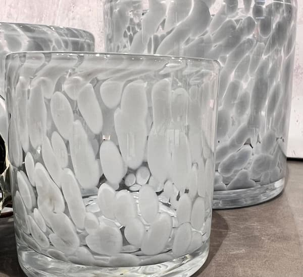 Ljushållare Grå Mönstrad Glas 8x8 cm