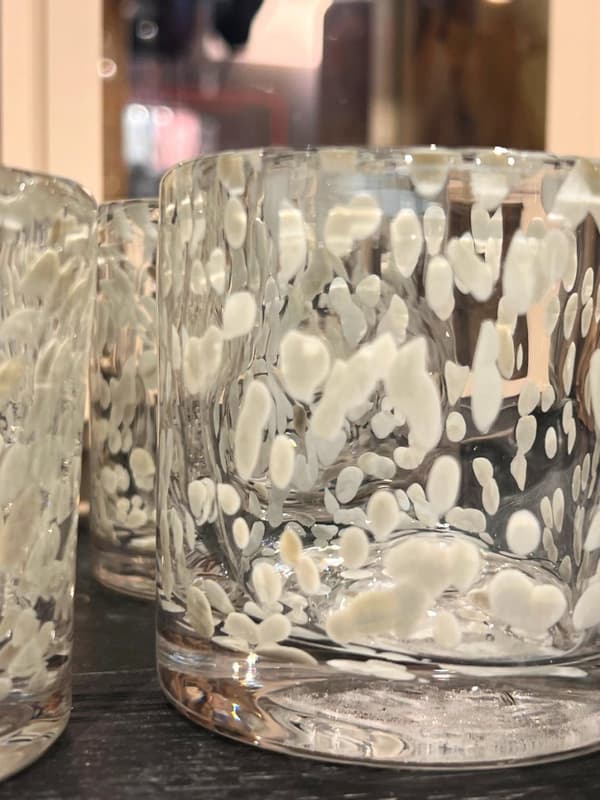 Ljushållare Beige Mönstrad Glas 8x8 cm