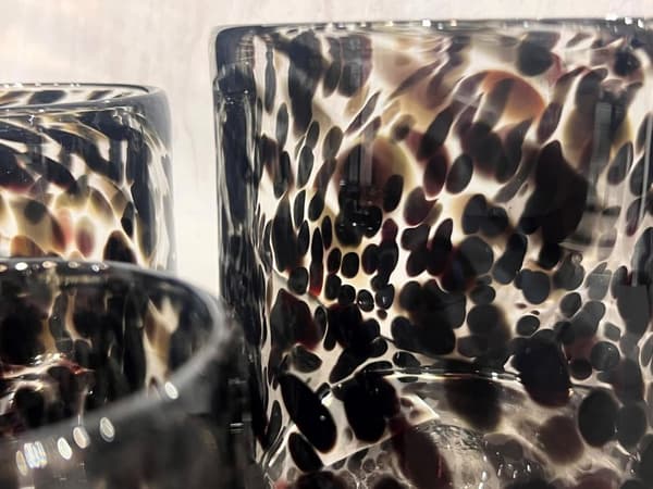 Ljushållare Grå/Svart Mönstrad Glas 12x12 cm