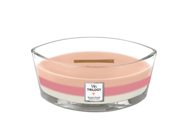 WoodWick Trilogy Blooming Orchard duftlys med treveke 453,6 g