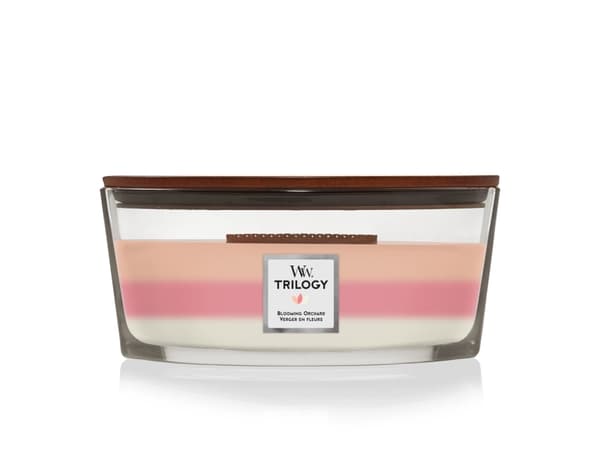 WoodWick Trilogy Blooming Orchard duftlys med treveke 453,6 g