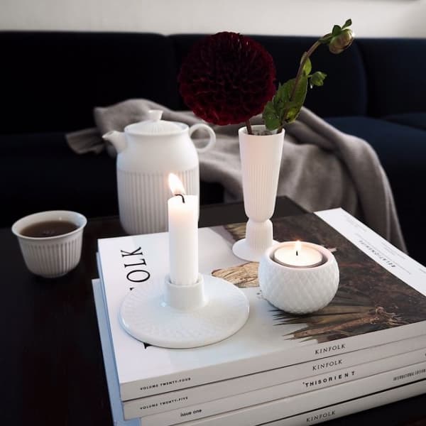 Rhombe Tea Light Holder 6,5cm, 2-pack - Lyngby Porcelæn