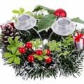 Miniatyrbilde 3 av 4: Julelysholder Rød Flerfarget Metall Plast 15 cm