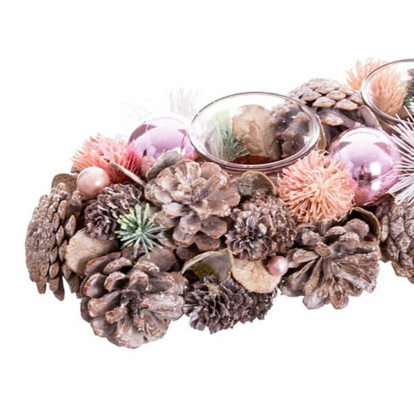 Julelysholder Hvit Rosa Plast Foam 32 x 15 x 9 cm