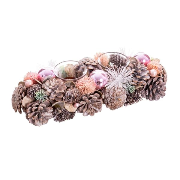 Julelysholder Hvit Rosa Plast Foam 32 x 15 x 9 cm
