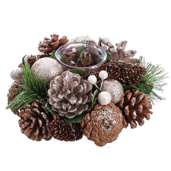 Julelysholder Gyllen Naturell Plast Foam 19 x 19 x 9 cm