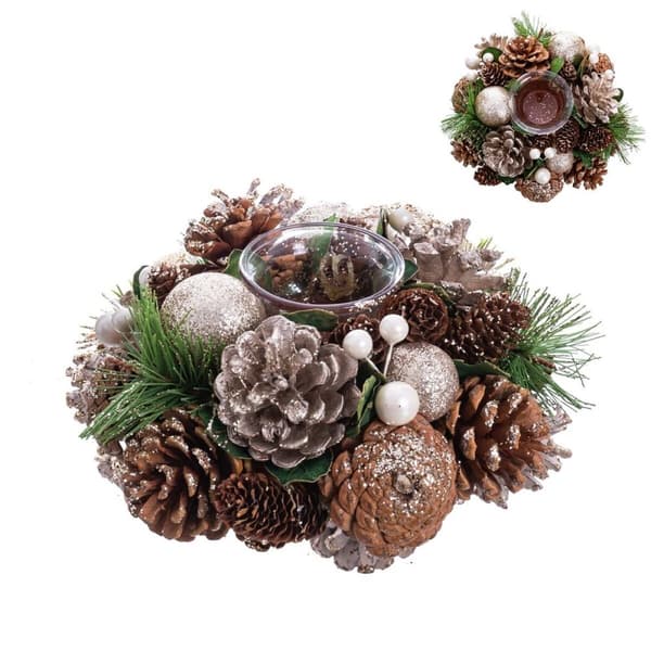 Julelysholder Gyllen Naturell Plast Foam 19 x 19 x 9 cm