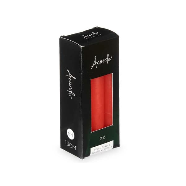 Set med levande ljus Acorde 123-C-AR Röd 2 x 2 x 15 cm (12 antal)