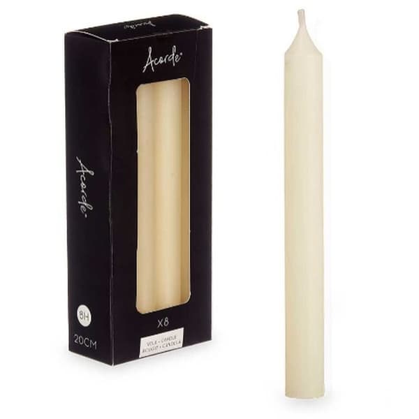 Set med levande ljus Acorde 126-B-AR Kräm 2 x 2 x 20 cm (12 antal)