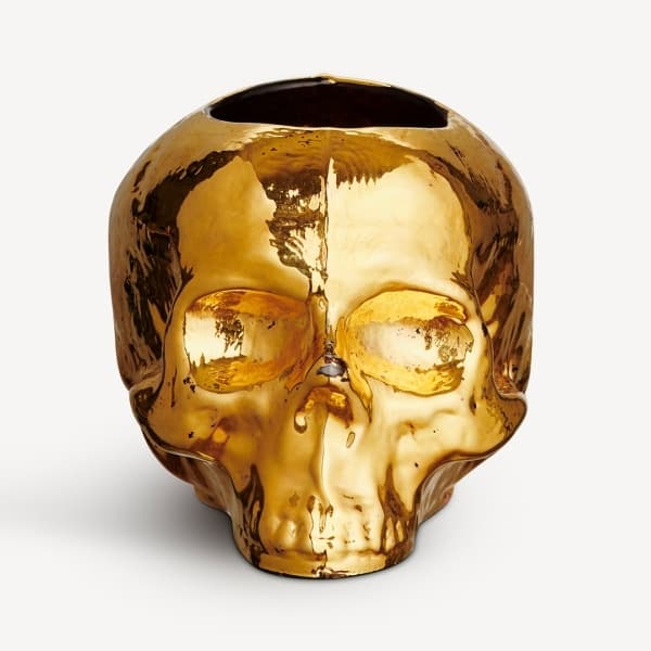 Still Life Skull Ljuslykta Gold - Kosta Boda
