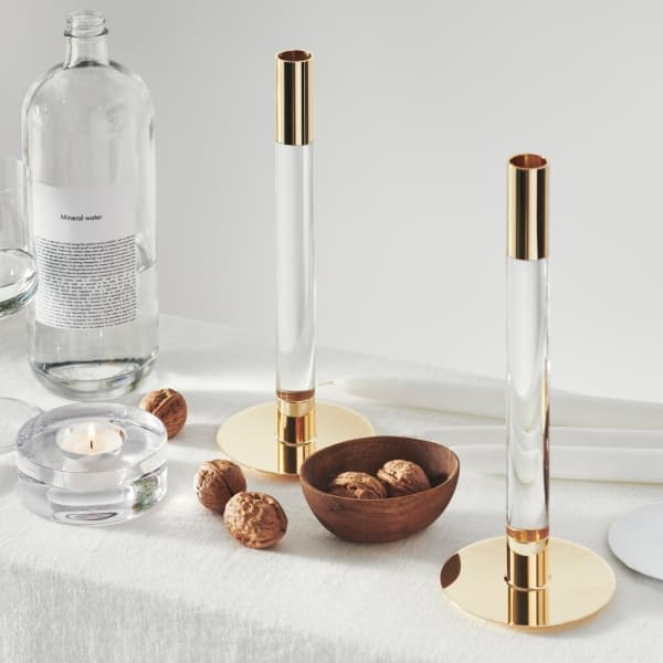 Lumiere Candlestick Gold, 26cm - Orrefors