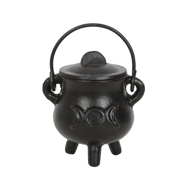 Something Different Cast Iron Triple Moon Cauldron Black 12cm x 13cm x 13cm