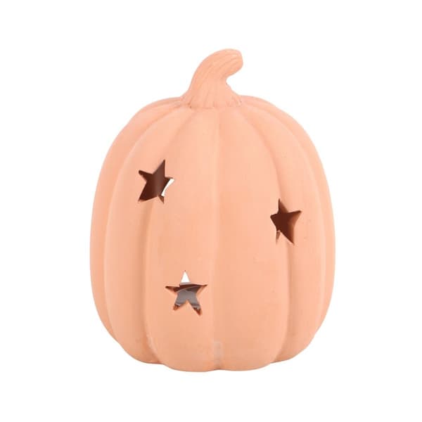 Something Different Terracotta Pumpkin Halloween Tea Light Holder