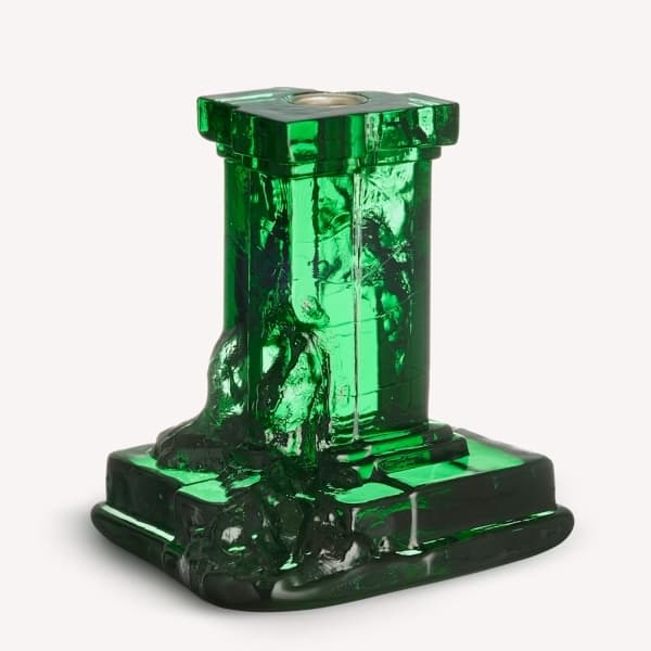 Rocky Baroque Candleholder Emerald Green 15cm - Kosta Boda