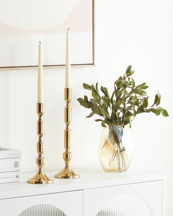 Sett med 2 lysestaker Gull Metall Glanset Metallisk Glamour Glamour Taper Lysestaker