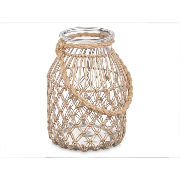 Ljusstakar Burk Transparent Naturell Glas Snöre 20 x 30 cm (4 antal)