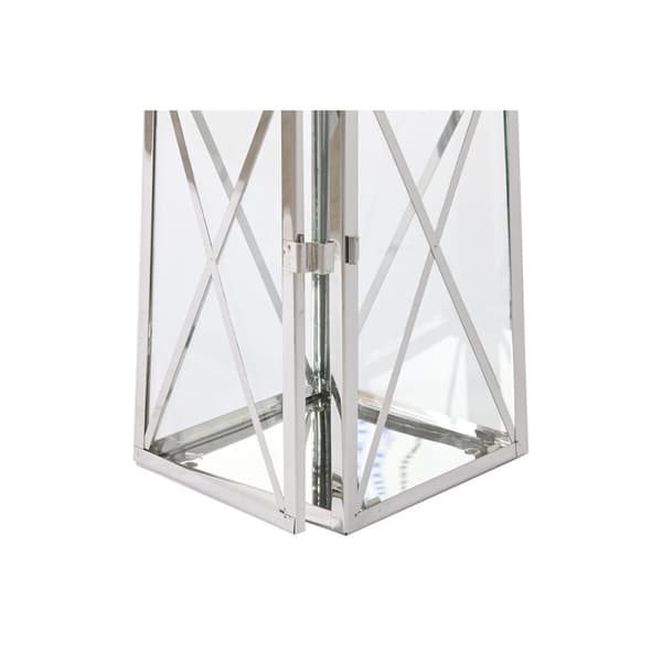 Lykta Home ESPRIT Silvrig Glas Stål Kromad 20 x 20 x 48 cm (3 Delar)