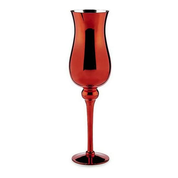 Lyseholder Rød Krystal 13,5 x 4,5 x 13,5 cm