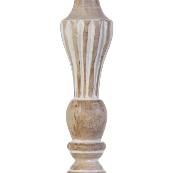 Lyseholder 14 x 14 x 37,5 cm Metal Træ Hvid (3 enh