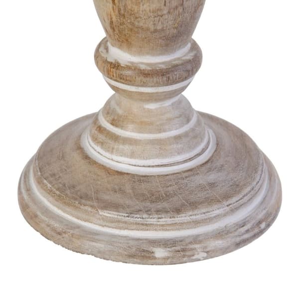 Lyseholder 14 x 14 x 37,5 cm Metal Træ Hvid (3 enh