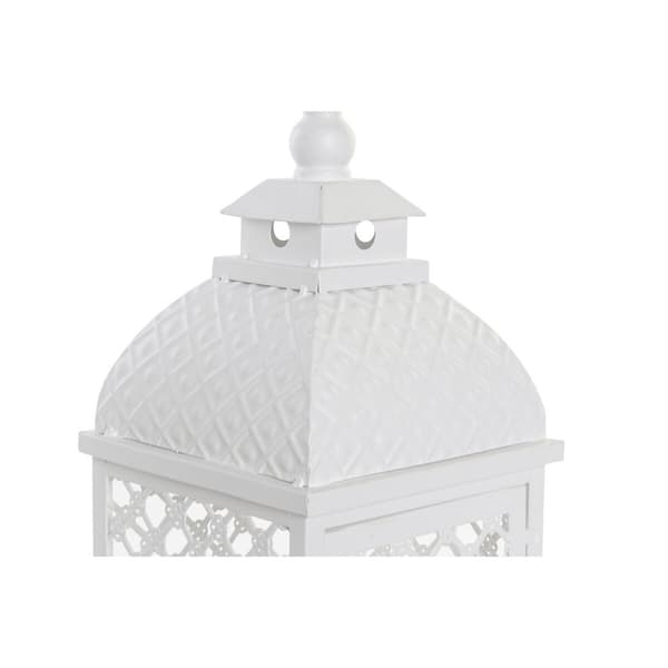 Gadelampe DKD Home Decor 24 x 24 x 74 cm Ældet overflade Krystal Metal Hvid Araber